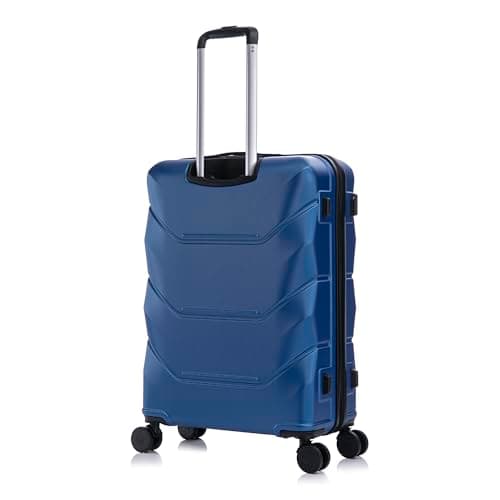 Rocklands® Medium Suitcase Hard Shell Thick ABS with TSA Combination Lock, 4 Dual Spinner Wheels, Lightweight Luggage Durable Travel Trolley Case (Navy Blue, Medium 24 Inch) — view 2