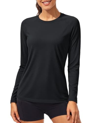 TACVASEN Womens Running Top Long Sleeve T Shirt UV Tops Summer Sun Protection Shirt UPF Walking Shirt Outdoor Work T-Shirt Lightweight Base Layer Black