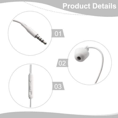 Compact Wired Earphones for Living Room Quiet(white1 3.5mm) — view 3