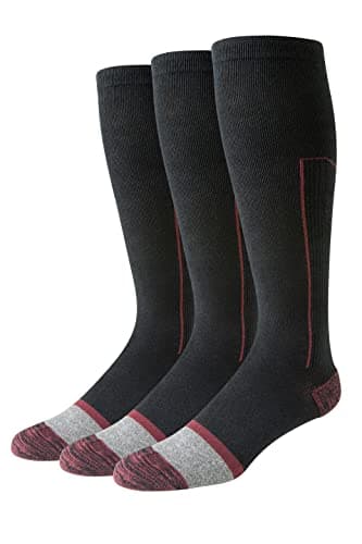Amazon Essentials Men's Cotton Knee High Graduated Compression Socks, 3 Pairs, Black, 7-11