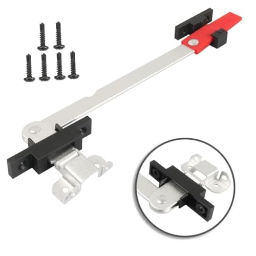 Risveglio Wind-Resistant RV Window Latch Support Bar, Aluminum Exit Latch with Red Handle for Travel Trailer Camper, Silver Safety Escape Rod Kit — view 3