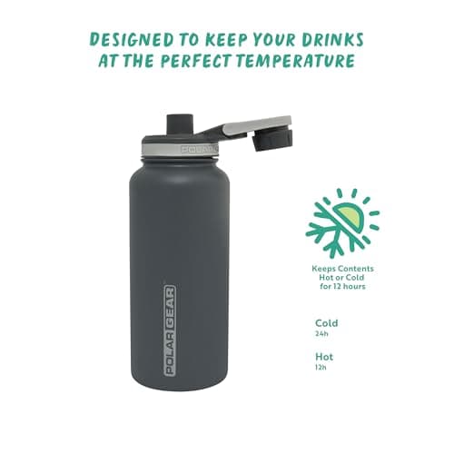 Polar Gear 1L Insulated Water Bottle - Double Wall Vacuum + Dust Cover Cap — view 4