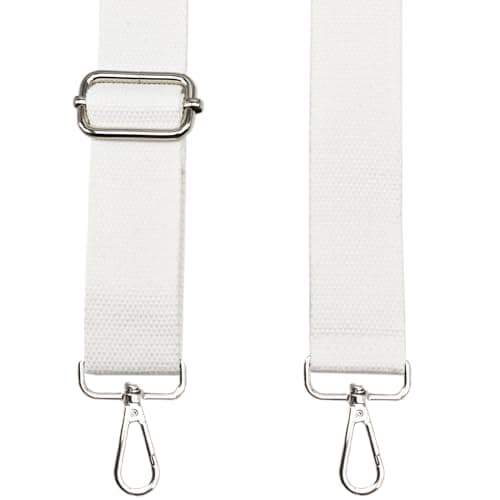 Hibate 1.5" Wide Cotton Replacement Crossbody Bag Strap for Women's Handbags Shoulder Straps - White/Silver Hardware — view 2