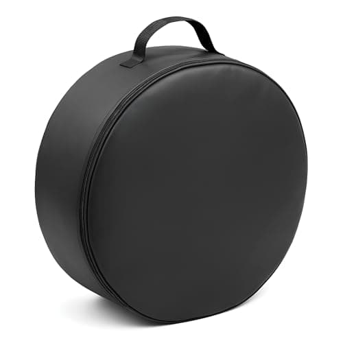 Spare Wheel Bag XXXXL 75 cm Diameter / 26 cm Width - Waterproof PU Leather Tyre Storage Cover with Zip and Carry Handle - Carpet-Grip Pads for Boot Stability - Universal Space Saver Wheel Case - Black