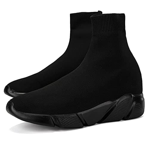 CERYTHRINA Athletic Walking Shoes Knit Weave Mesh Socks Running Shoes Lightweight Breathable Fashion Sneakers Road Fitness Train Dance Gym Casual Platform Loafers Black 43 — view 4