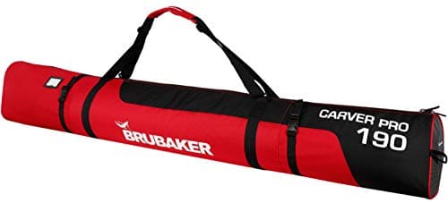 Ski Bag Carver Pro Brubaker Ski Bag – 5 Colours – 170 cm or 190 cm - Padded Ski Bag With Zip Fastener, black/red