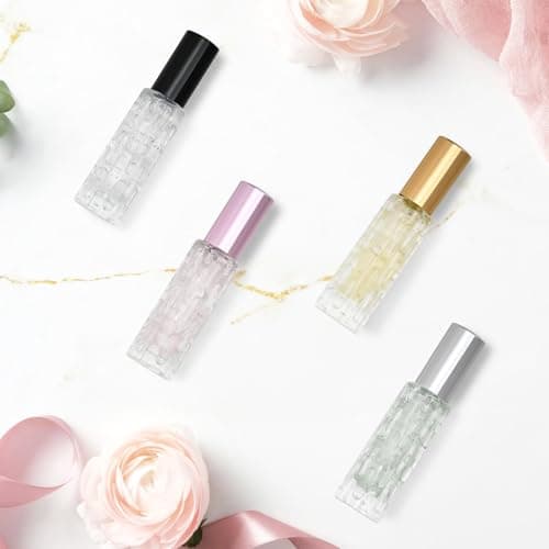 YoHyien 4 Pcs Travel Perfume Atomiser Refillable 10ml, Glass Perfume Travel Bottle, Portable Aftershave Atomiser Spray Bottle, Mini Fragrance Decanter for Handbag, Pocket, and Purse (Multicolor) — view 2