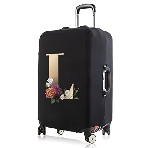 Initial Letter Printed Design Travel Trolley Case Cover Protector Washable Suitcase Cover Luggage Storage Covers for 18-28 Inch Luggage Cover (L (26-28 inch Luggage), gold L) — view 6
