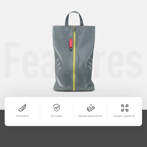 pack all Plus-Sized Shoe Bags for Travel, Water Resistant Shoe Pouch, Grey — view 5