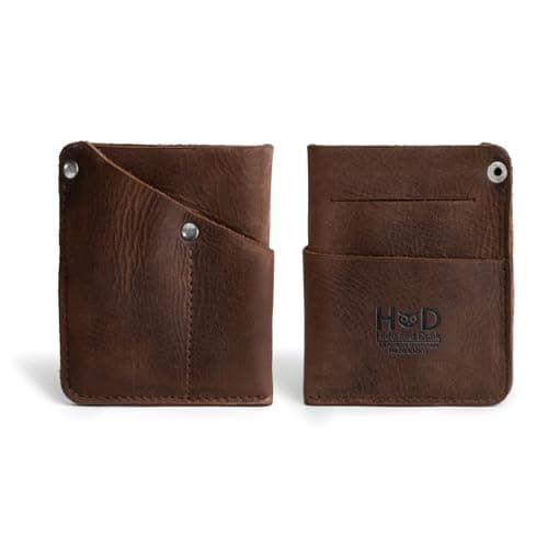Hide & Drink, Front Pocket Wallet Handmade from Full Grain Leather - Multitool Pouch, Card Holder, Money Organizer, Travel Accessories - Bourbon Brown, Bourbon Brown, Vintage — view 2