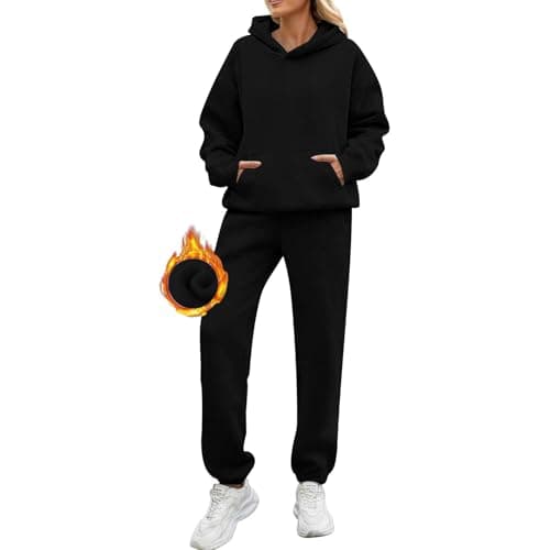 Tracksuit Womens Full Set,Co Ord Sets For Women Uk Lounge Wear Sets Ladies Heated Hoodie Womens Tracksuit Set Winter Thermal Jumpers Wide Leg Joggers Tracksuit Bottoms Matching Set Airport Outfits — view 2