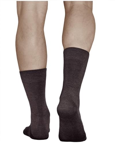 vitsocks Men's 80% MERINO WOOL Warm Thin Winter Socks (3 PAIRS) Fine Woollen Rich Dress Business Everyday Mid-Calf, brown, 10-12 — view 2
