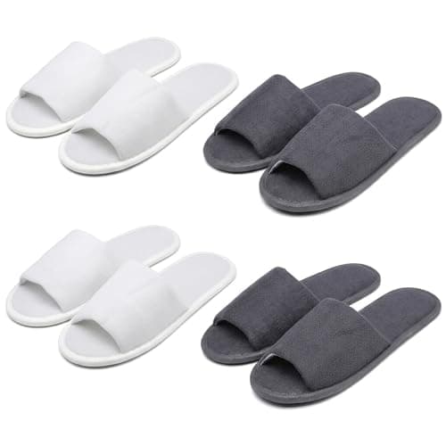JaiZvt Hotel Slippers, 4Pairs Spa Slippers with Open Toe Design, Washable Spa Travel Slippers for Women/Men Guests and Hospitality Services