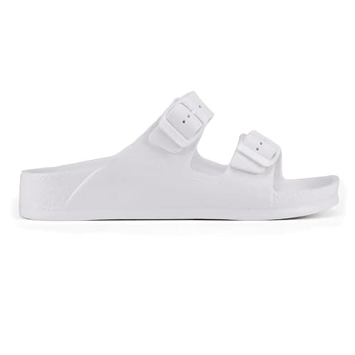 VIVASHOES Women’s Double Buckle EVA Sandals – Lightweight Waterproof Adjustable Slides with Arch Support for Summer, Beach, Pool & Daily Wear – True to Size Good for Wide Fit – White 6 — view 6