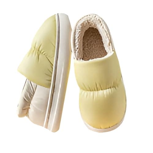 DFSDJEUW ladies wide fit slippers Travel Slippers Women Men Autumn Winter Warm Wrap Root Household Cotton Shoes Wide Fit Anti-Slip Orthopedic Shoes Comfy ladies slipper boots Yellow 6