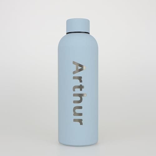 cribstar Personalised Engraved Insulated Water Bottle | Stainless Steel Water Bottle | Double Walled Drink Bottle Keeps 12 Hours Hot & 24 Hours Cold 500ML | Vaccum Flask (Dusty Blue)