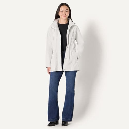Amazon Essentials Women's Relaxed-Fit Packable Lightweight Waterproof Hooded Rain Jacket, Off-white, XL — view 5
