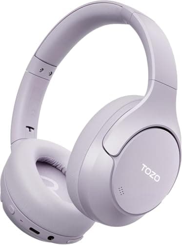 TOZO HT3 Bluetooth Headphones, Active Noise Cancelling with 5-Mic AI Chat, Wireless Over Ear Bluetooth, Hi-Res Audio, 90H Playtime, Transparency Mode, Dual Bluetooth Connection, 32 EQ Modes(Purple)