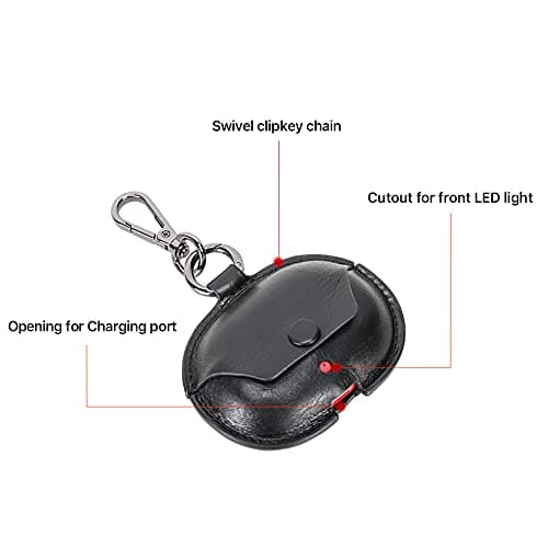 Handmade Genuine Leather Earphone Travel Storage Case Cover suits for Beats Studio Buds True Wireless TWS Earbuds Durable Carrying Protective Cover (CF1136Black-A) — view 3