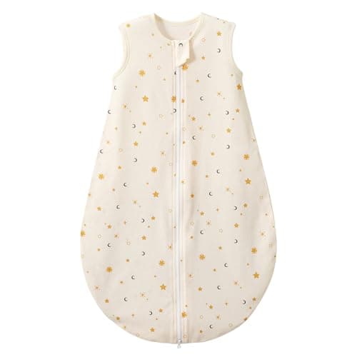Duomiaomiao Baby Sleeping Bag 0.5 TOG Summer Sleeping Bag, 100% Cotton Baby Sleep Sack 6-18 Months Unseix Baby Wearable Blanket Newborn, Beige