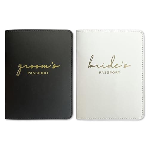 Mr and Mrs Passport Wallet, Wedding Gifts for Couples 2025, Passport Holder for Travel, Honeymoon Travel Essentials, Bride & Groom, 4*6