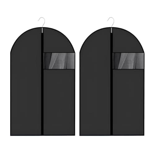 2 PCS Suit Bags with Clear Window,Foldable Suit Covers for Hanging Clothes,Dust-Proof Zippered Garment Bags, for Clothes & Coats & Jackets(24''X40''/60x100cm)