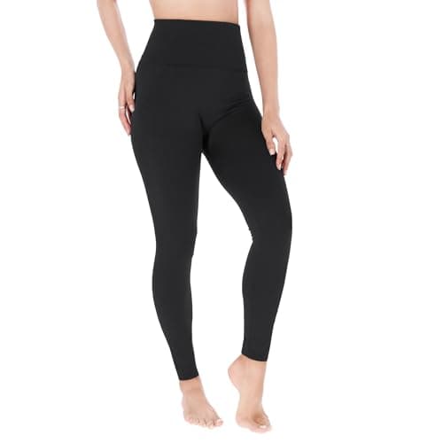 FUTURO FASHION Women’s Petite High Waist Leggings with Fleece Lining – Lightweight Thermal Leggings Black 16