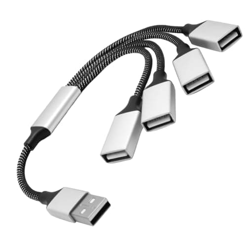 USB Splitter 4 Port 0.3m USB 1 in 4 Out Splitter Adapter Nylon Braided