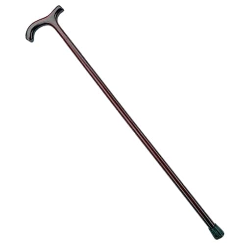 Varnished Red Wine Wood Classic Derby Walking Stick, solid, lightweight wooden stick with rubber ferrule for stability and comfort