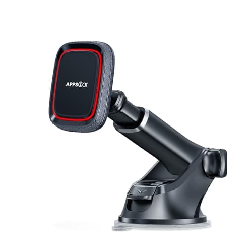 APPS2Car Magnetic Phone Car Mount, Universal Dashboard Windscreen Industrial-Strength Suction Cup Car Phone Mount Holder with Adjustable Telescopic Arm, 6 Strong Magnets for All Cell Phones