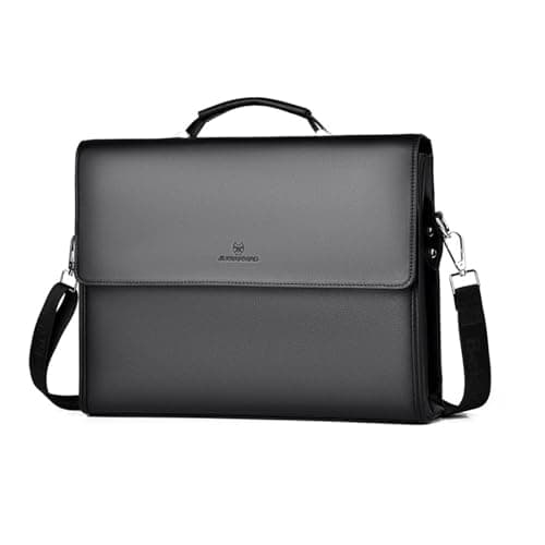 FANDARE Laptop Briefcase Men Notebook Case PU Leather Document Case Cross-Body Shoulder Messenger Bag 12.9 inch Laptop Handbag Work Travel Business School Professional Waterproof Bag Black