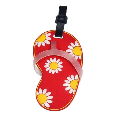 Soul-Cats Suitcase Tag Cute Flip Flops Colourful Silicone Luggage Tag Name Tag & Travel Tag for Suitcases, Bags & Backpacks, Red