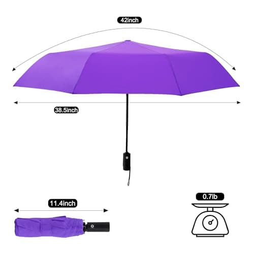 RusuiQinsan Compact Umbrella, Windproof Strong, Folding Travel Umberella, Pocket Sun Umbrella for Men & Women(Purple) — view 2