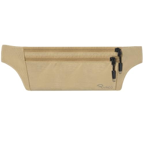 Ryaco Travel Money Belt, Slim RFID‑Blocking Hidden Waist Pouch, Khaki