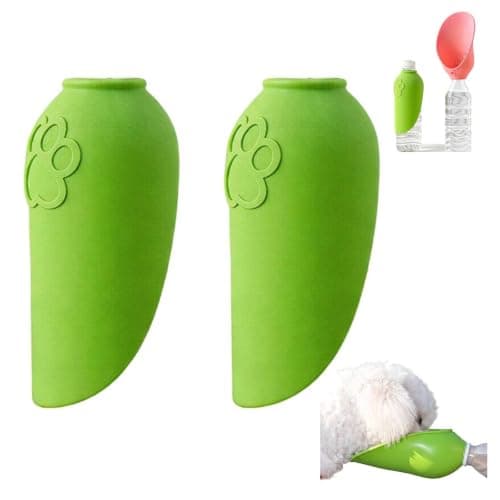 Silicone Dog Water Bottle Adapter,Foldable Leakproof Portable Dog Water Bottle Pet Travel DrinkingCup,Puppy WaterDispenser Bowl for Walking Hiking OutdoorFeeder, Fit All Standard WaterBottles (Green)