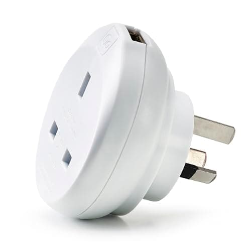 Go Travel UK to Australia, China Plug Adapter with USB-A, earthed & compact