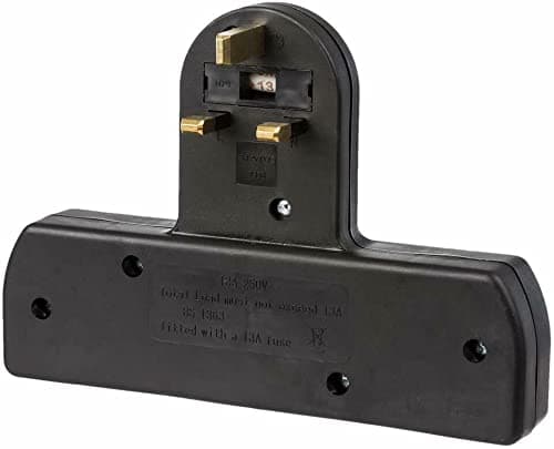 Invero 3 Way Multi Mains Adaptor - One Socket into Three Triple Plugs - Cable Free - UK 3 Pin Plug - British Approved 13A - Black — view 2