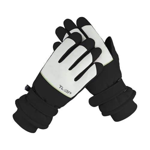Andiker Ski Gloves Women, Warm Windproof Waterproof Thermal Glove with Thick Plush Lining Anti-Lost Buckle Non-Slip Palm Touchscreen Winter Gloves for Women Skiing Hiking Cycling (Black)