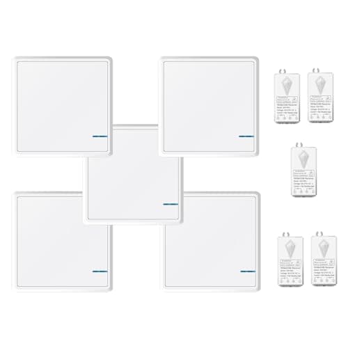NineLeaf 5Pack Portable WiFi Wireless Smart Switch Receiver Kit for Light Lamp with Remote Control Wire Free Receiver No Wiring Battery Required, Work with Alexa, Echo,Google Home,Tuya. Smart Life App