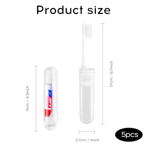 5PCS Portable Travel Dental Kit with Folding Toothbrushes & Mini Toothpaste - Toiletries for Home and Business Trips — view 2