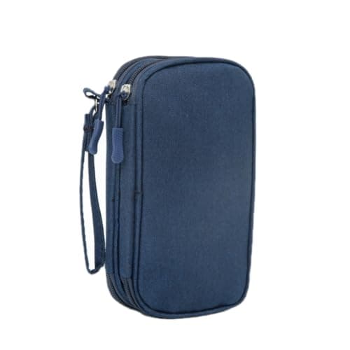 Portable Cable Organiser Bag Travel Organiser Double-Layer Cable Organiser Bag All-in-One Electronics Case for Tech Accessories, Charger, Power Bank, Earphone, Holiday Essentials for Men Women - Blue