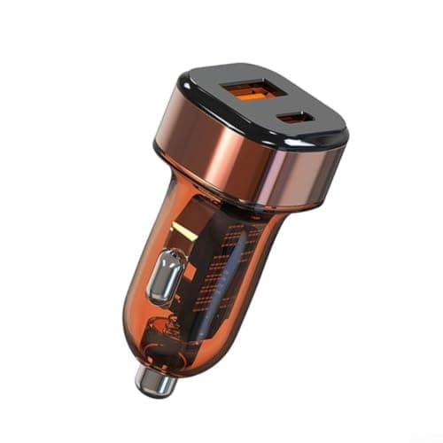 Transparent Dual USB Car Charger 52.5W High Speed Charging Adapter Mechanical Style for Phones Tablets Brown(Orange)