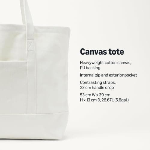 Amazon Essentials Unisex Adults' Large Heavy-Duty Canvas Beach Tote Bag, Natural, One Size — view 2