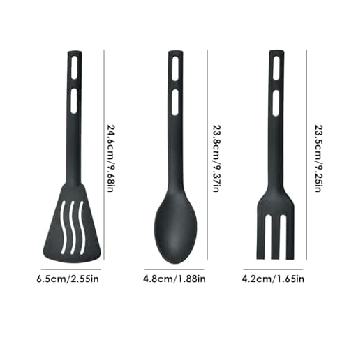 Utensil Set - Nylon - Set of 3 Heat Resistant Utensils with Slotted Spoon and Fork - Anti-Scratch Kitchen Cooking Tools for Frying, Serving, Baking — view 5