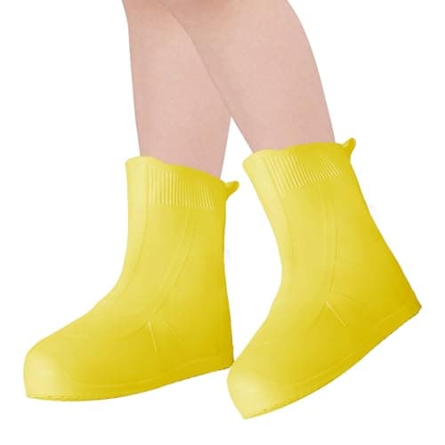 Adorila Kids Waterproof Silicone Shoe Covers, Reusable Non-Slip, Yellow, S