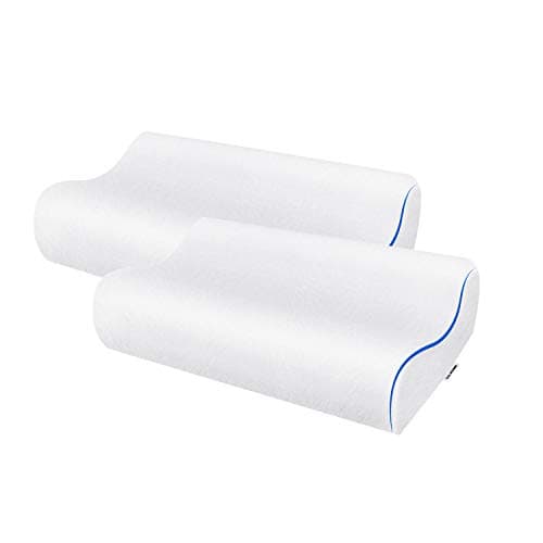 ZG Home Memory Foam Velvet Cover Pain Sleeping, Cervical Neck Support for Back and Side Sleepers Orthopedic Contour Premium Pillow (24”x15”) Queen Size White (2 Pack)