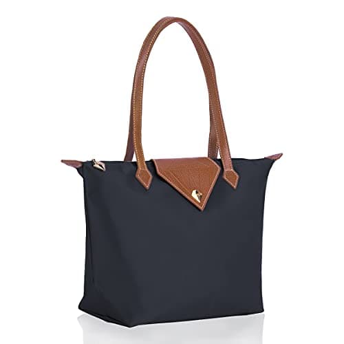 BOJLY Tote Bags for Women Stylish Waterproof Nylon Ladies Shoulder Bag Top Handle Handbag Folding Beach Travel Bag for Work,Shopping, School Deep Grey Small — view 3
