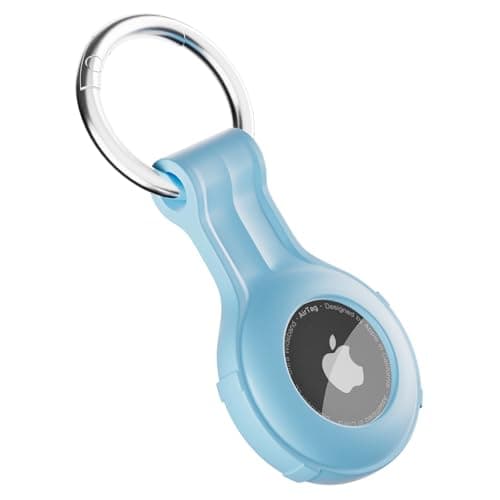 COLORCORAL Case for AirTag Holder Silicone Case for AirTag Keyring Sky Blue
