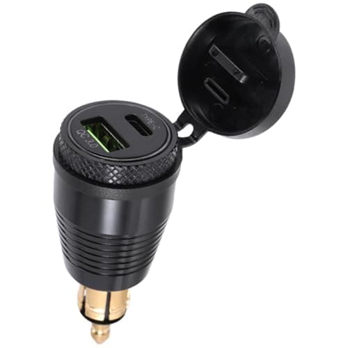 TOBEOME Motorcycle DIN Plug Waterproof Charger to QC3.0 USB Charger & Type C 30W Power Delivery Adapter Socket