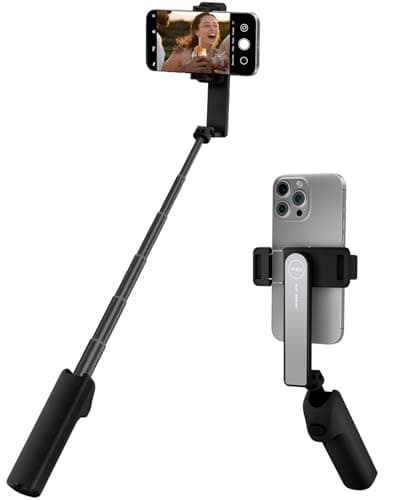 Viozon Selfie Stick, Telescopic Aluminum Alloy Pole, Max Length 68cm, 100g Light Weight, Wireless Remote Control Button, Portable & Foldable, Ergonomic Handle, Black